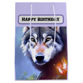 Natuur van de wolf olieverf, Verjaardag Medium Cadeauzakje (Achterkant)