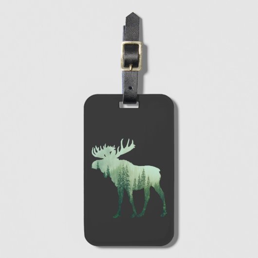 Natuur van elandherten en bossen bagagelabel (Voorkant (verticaal))