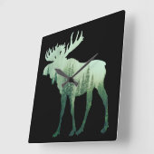 Natuur van elandherten en bossen vierkante klok (Hoek)