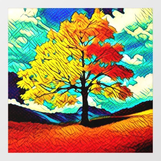Natuur van gele Herfst Raamsticker (Vel)