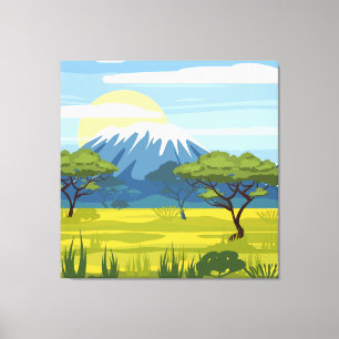 Natuur van het Afrikaanse landschap Savannah Wild Canvas Afdruk