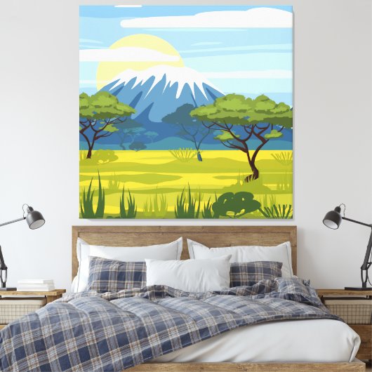 Natuur van het Afrikaanse landschap Savannah Wild Canvas Afdruk (Insitu (Slaapkamer))