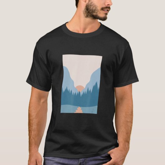 Natuur van het bergzondensmeer op kampeerplaats t-shirt (Voorkant)