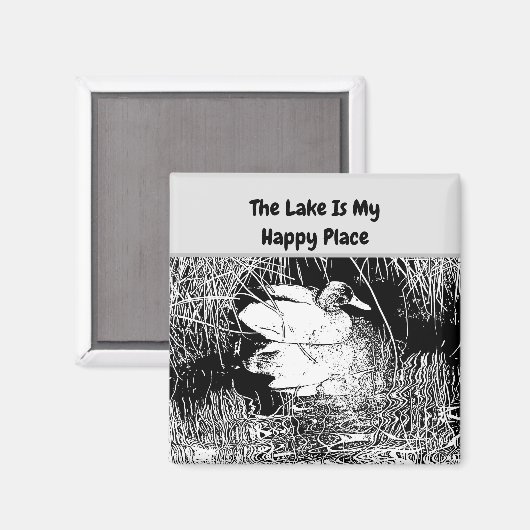 Natuur van het meer van de Duck in Reeds Black en Magneet (Voorkant / Achterkant)