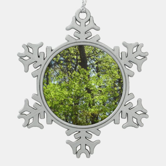 Natuur van lentemaple tin sneeuwvlok ornament (Voorkant)