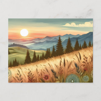 Natuur van Mountain Forest Hills Country Boho Briefkaart