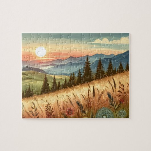 Natuur van Mountain Forest Hills Country Boho Legpuzzel (Horizontaal)