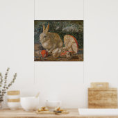 Natuur van mozaïekkonijn en paddenstoel  poster (Keuken)