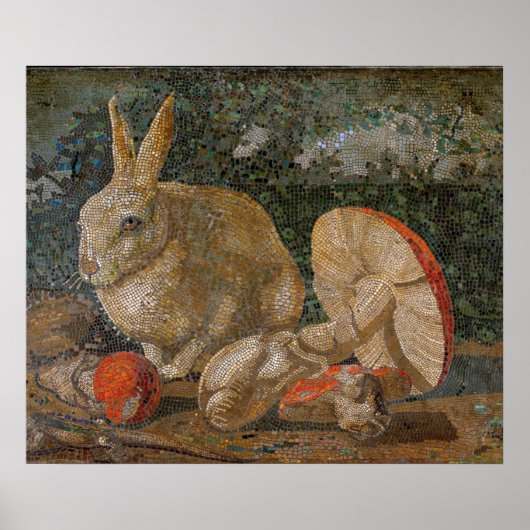 Natuur van mozaïekkonijn en paddenstoel  poster (Voorkant)