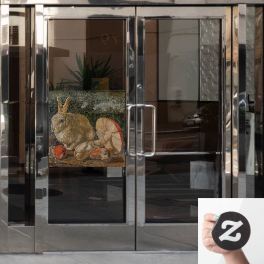 Natuur van mozaïekkonijn en paddenstoel raamsticker (Kantoordeur)