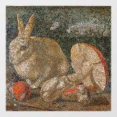 Natuur van mozaïekkonijn en paddenstoel  raamsticker (Vel)