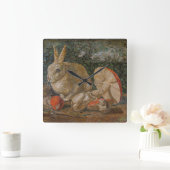 Natuur van mozaïekkonijn en paddenstoel  vierkante klok (Huis)