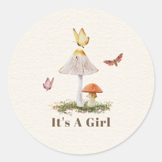 Natuur van paddenstoelen Baby shower Ronde Sticker (Voorkant)