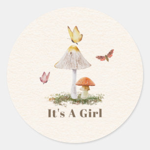 Natuur van paddenstoelen Baby shower Ronde Sticker