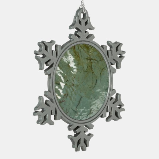 Natuur van Rock Slab met waterdekking Tin Sneeuwvlok Ornament (Links)