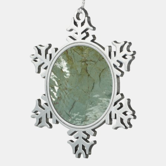 Natuur van Rock Slab met waterdekking Tin Sneeuwvlok Ornament (Rechts)