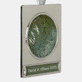 Natuur van Rock Slab met waterdekking Verzilverd Banner Ornament (Rechts)