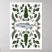 Natuur van Salmon PNW Fir Ferns Berries Forest Fag Poster (Voorkant)