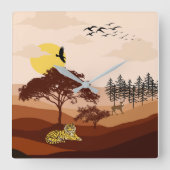 Natuur van Savannah - Zonneharde kunst Vierkante Klok (Voorkant)