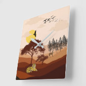 Natuur van Savannah - Zonneharde kunst Vierkante Klok (Hoek)