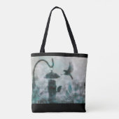 Natuur van vogels Mysterious Turquoise Canvas tas (Achterkant)