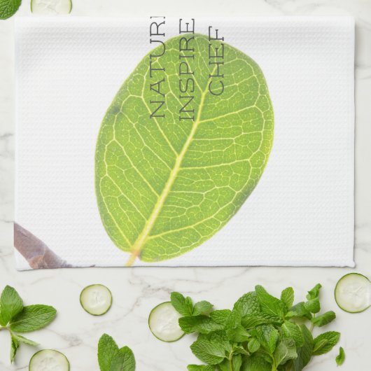 Natuur van Wild Fig Leaf Minimalism geïnspireerde  Theedoek (Gevouwen)