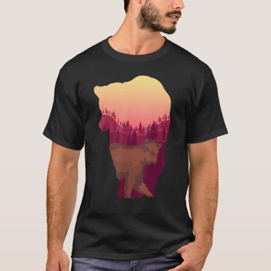 Natuur van wilde dieren Bosbomen Bruin Beer T-shirt (Voorkant)