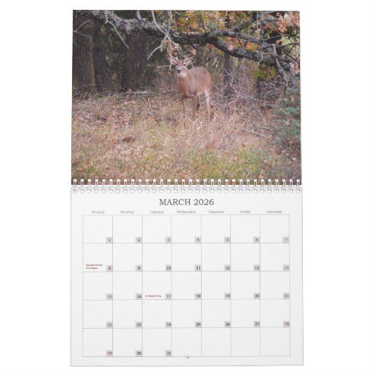 Natuur van wilde herten kalender (Mar 2026)