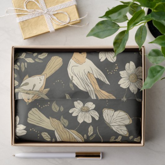 Natuur van wilde vogels en bloemen tissuepapier (Geschenk)