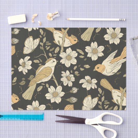 Natuur van wilde vogels en bloemen tissuepapier (Craft)