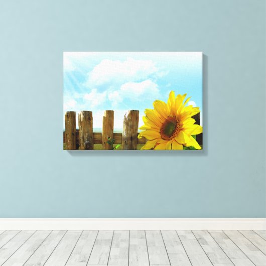 Natuur van zonnebloemen canvas afdruk (Insitu (Houten vloer))