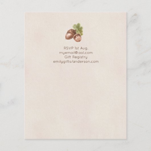 Natuur verliest vogels Baby shower nodigt uit (Achterkant)