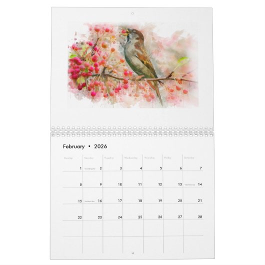 Natuur verse Bright vruchten en bessen Kalender (Feb 2026)