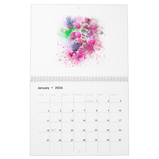 Natuur verse Bright vruchten en bessen Kalender (Jan 2026)