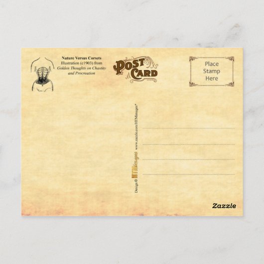 Natuur versus corsets briefkaart (Achterkant)