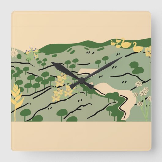 Natuur Vierkante Klok (Voorkant)