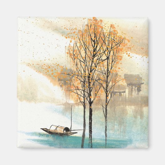 Natuur Village Painting Magneet (Voorkant)