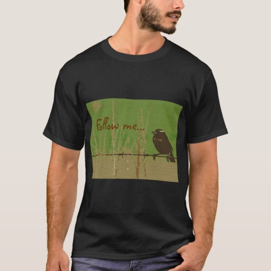Natuur vogelgroen bos geschilderd op twitter volg  t-shirt (Voorkant)