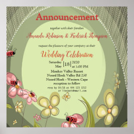 Natuur voor afspelen: bloemen en ladybird poster