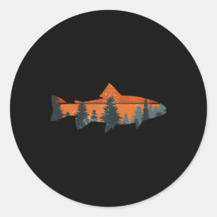 Natuur voor forelvisserij buitenshuis ronde sticker