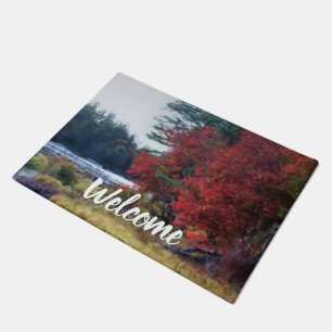 Natuur voor herfst Foliage Pond Painage Art Welkom Deurmat