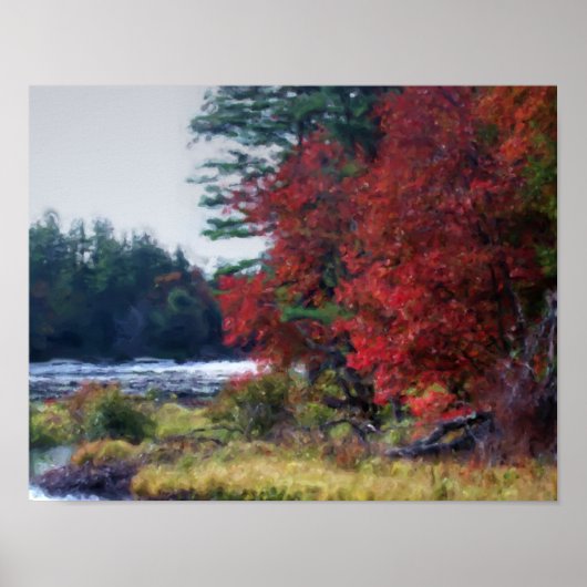 Natuur voor herfst Foliage Pond Painting Poster (Voorkant)