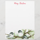 Natuur voor kerstbrief Chickadee Birds Briefhoofd (Voorkant)