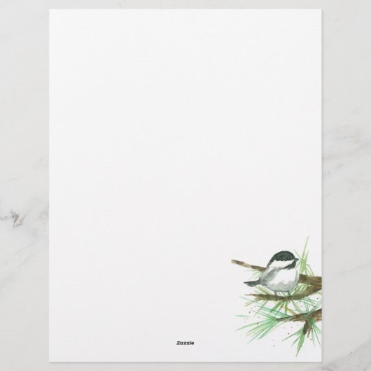Natuur voor kerstbrief Chickadee Birds Briefhoofd (Achterkant)