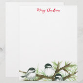 Natuur voor kerstbrief Chickadee Birds Briefhoofd (Voorkant / Achterkant)