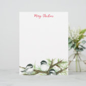 Natuur voor kerstbrief Chickadee Birds Briefhoofd (Staand voorkant)