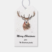 Natuur voor kerstherten Waterverf Wilde Gift T Cadeaulabel (Voorkant)