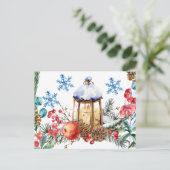 Natuur voor kerstWaterverf Boscollage Briefkaart (Staand voorkant)