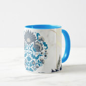 Natuur Vrede, Blauwgroen Mandala Grafische Kunst Mok (Voorkant rechts)