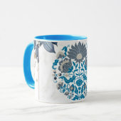 Natuur Vrede, Blauwgroen Mandala Grafische Kunst Mok (Voorkant links)